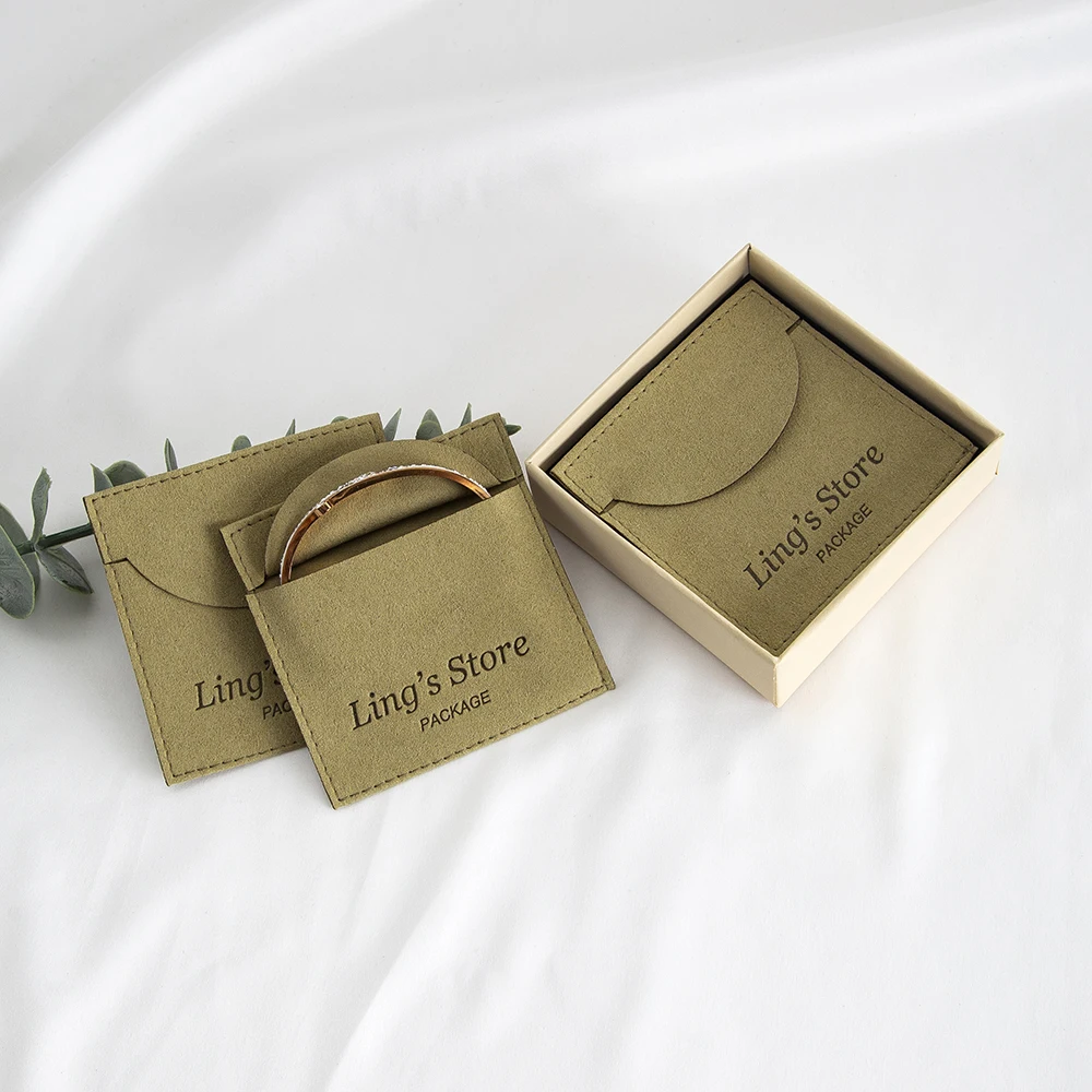 50 Bolsitas de Microfibra Verdes Personalizadas con Logotipo para Joyería, Organizadores de Anillos, Bolsitas de Terciopelo para Pulseras, Embalaje de Regalo para Bodas y Dulces