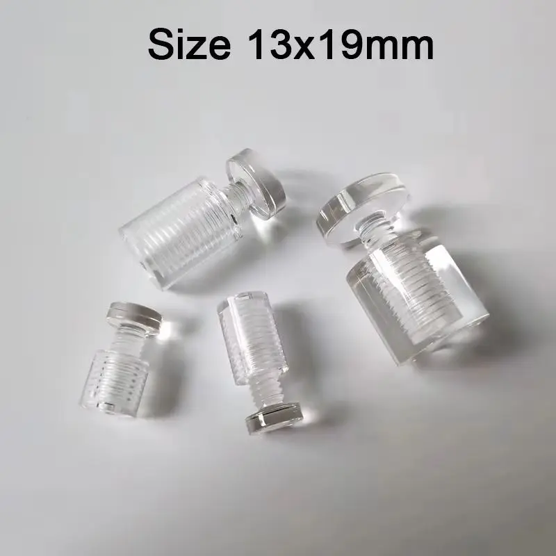 500PCS Size 13X19mm Transparent Glass Standoff Pins Acrylic Sign Billboard Advertising Nails Screws Wall Mount Fastener Fittings