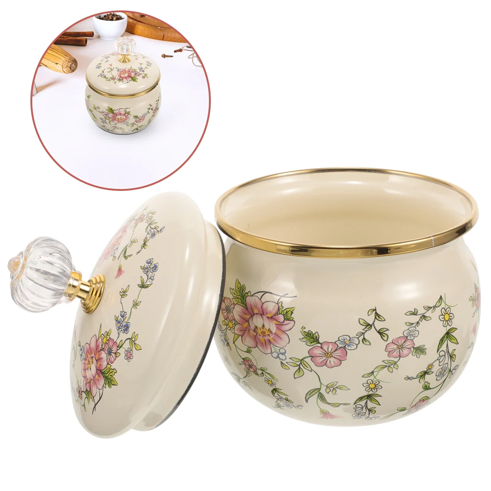 Coffee Can Enamel Spice Jar Food Containers with Lids Canister Salt Sugar jar enamel Storage Canister Kitchen gadgets Spice Jar