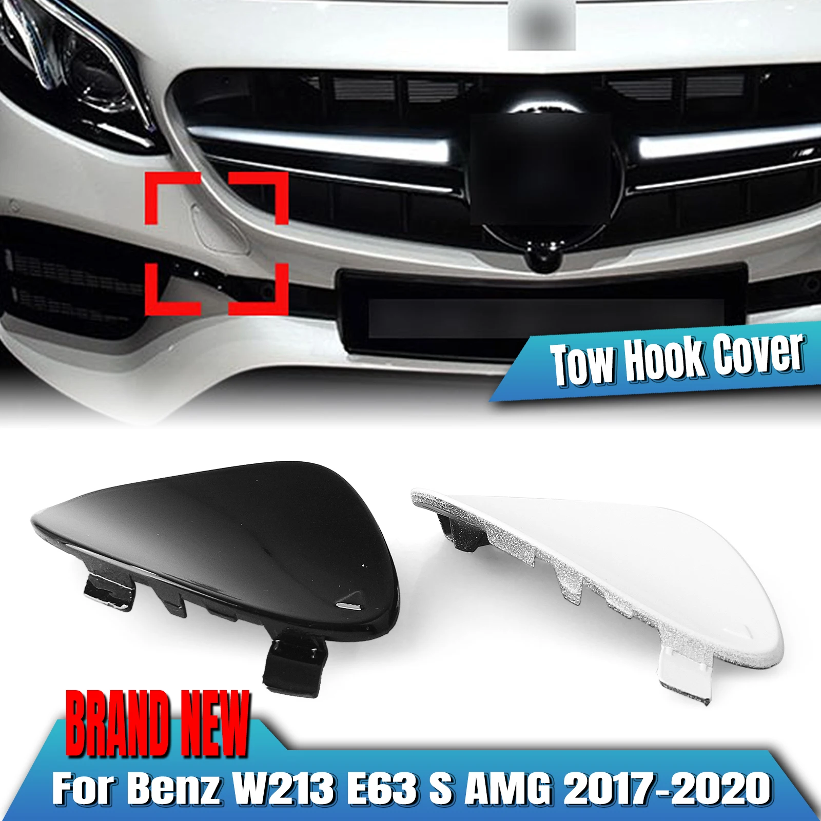 Car Front Bumper Tow Eye Hook Cover Haul Trailer Access Hole Lid Guard Cap For Mercedes Benz E CLASS W213 E63 S AMG 2017-2020