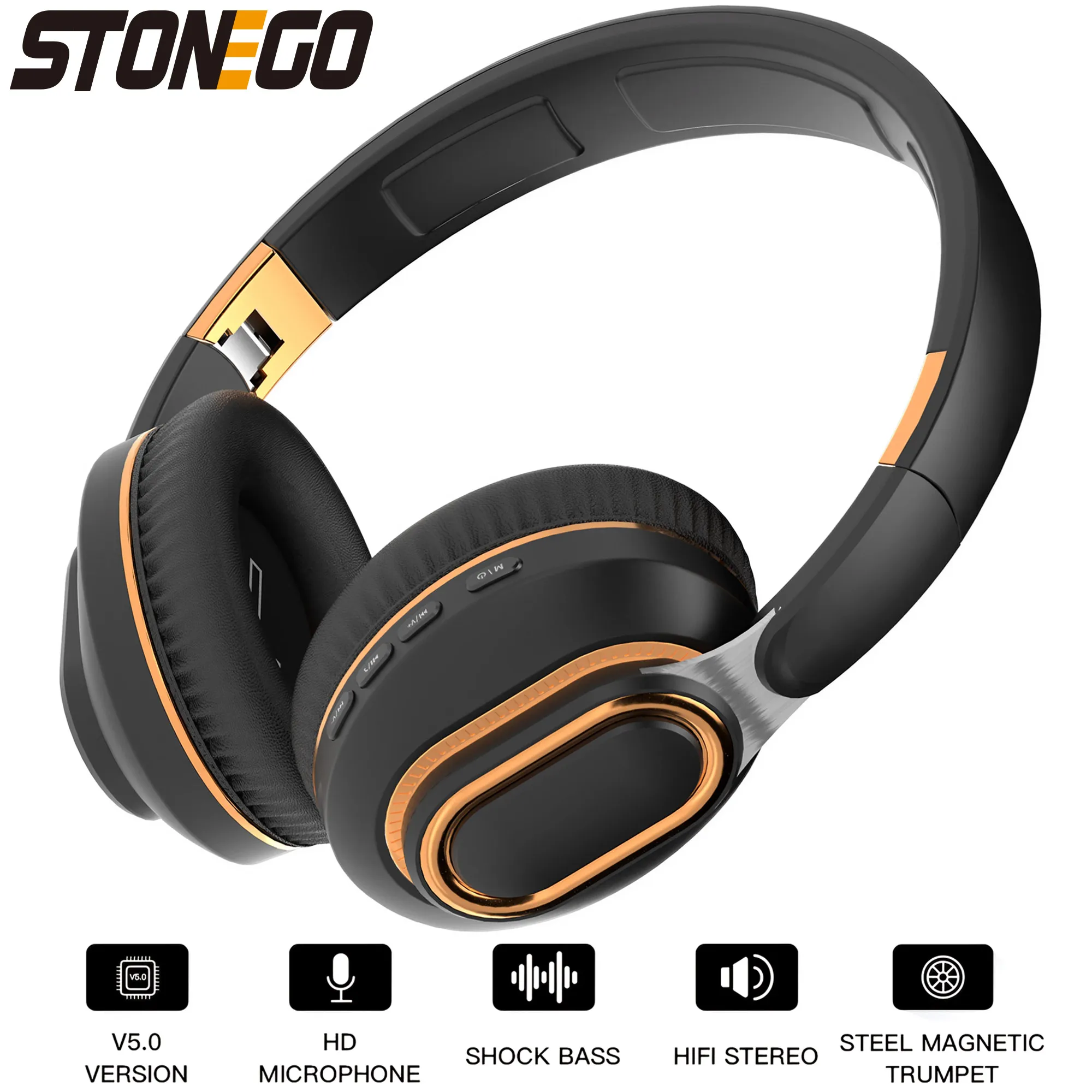 Беспроводная гарнитура STONEGO, HIFI Звук с микрофоном, игровая гарнитура для киберспорта, для компьютера, Наслаждайтесь музыкой, портативная беспроводная аудиогарнитура