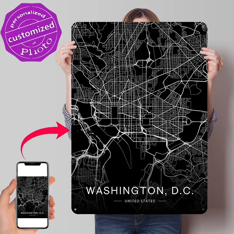 Washington Office Decor Room D.C. Metal Poster Perfect Gift for Fans Lovers Personalized Wall Art Metal Sign for Funny Signs