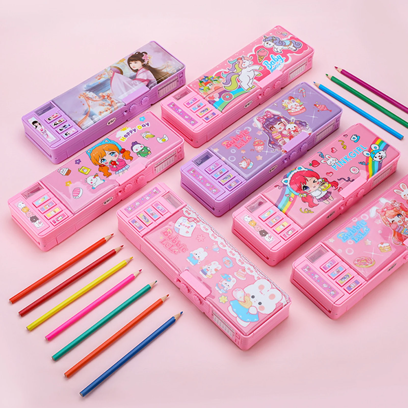 Imagem -02 - Estojos de Lápis Multifunções Kawaii Material de Escritório para Menina de Volta à Escola Cute Pen Box Bolsa de Armazenamento Japonês e Coreano