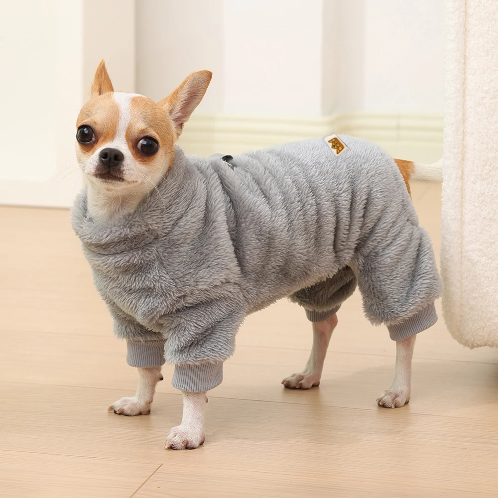 Winter Warme Haustierkleidung Weicher Flanell Hundeoverall Welpen Katzen Vierbeiner-Jacke Mantel für Kleine Mittelgroße Hunde Chihuahua Yorkie Outfit – Detail 11