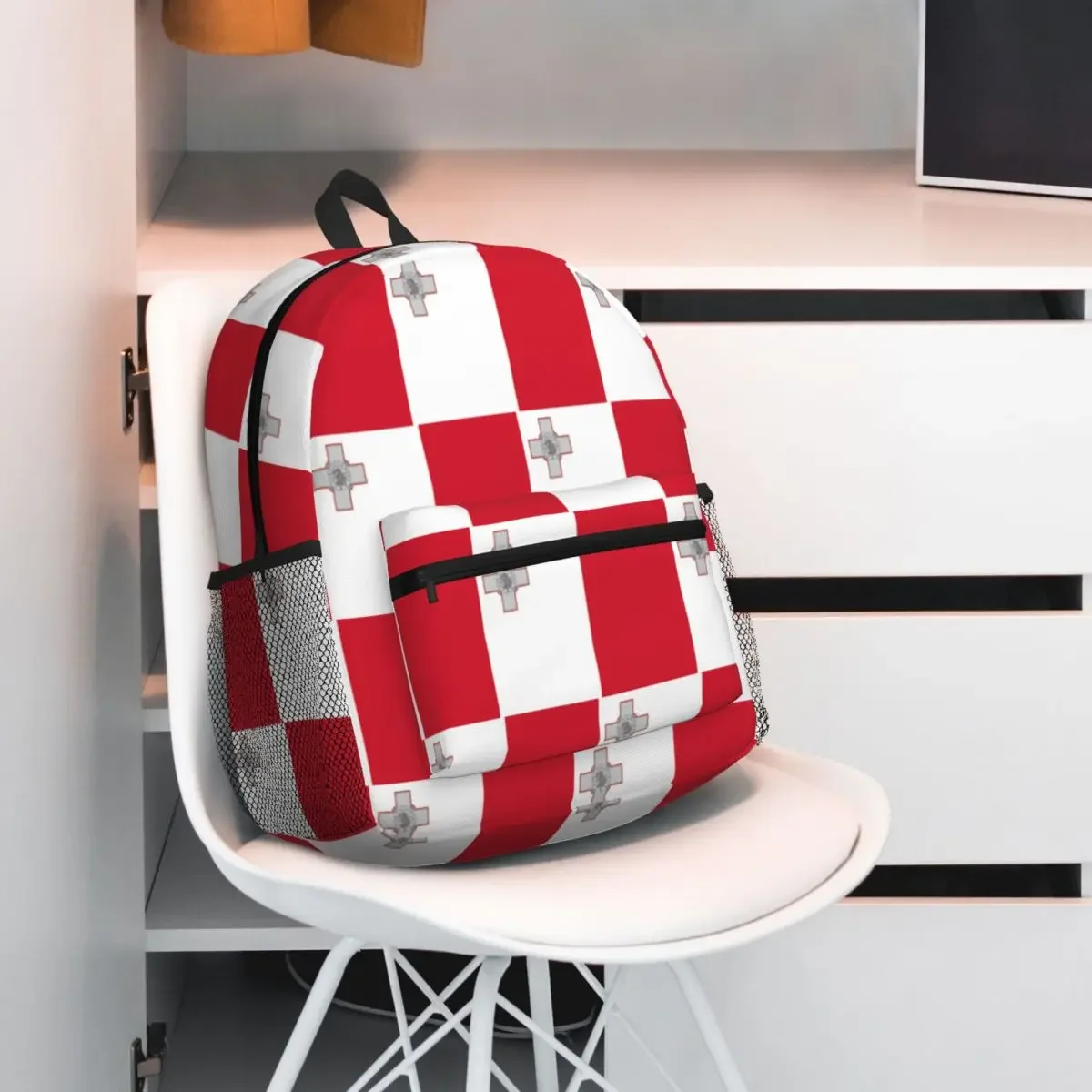 حقيبة ظهر بتصميم علم مالطا حقيبة ظهر ذات سعة كبيرة للأولاد والبنات حقيبة كتب مدرسية حقائب كتف للرجال والنساء #1