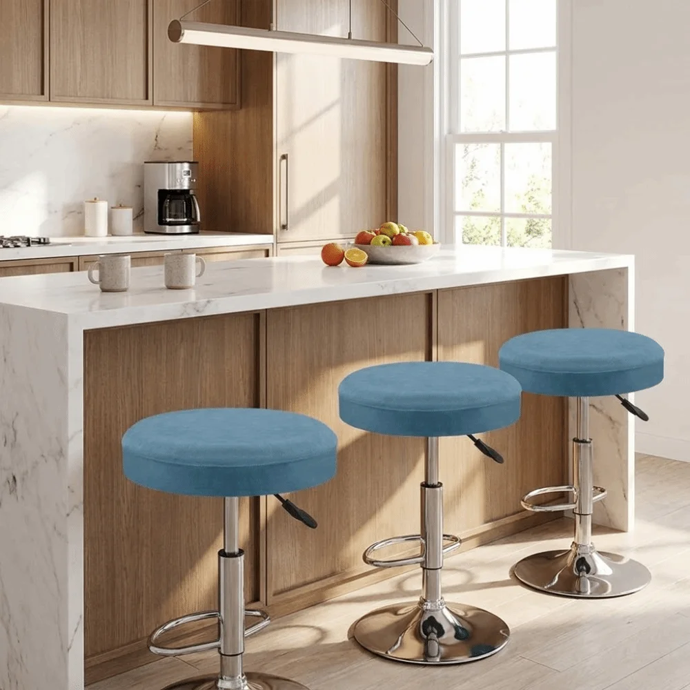 Slipcover Washable Thick-fiber chair cover Fitted Removable Bar Stool Cover Elastic Easy Clean Round Stool Cover Home Use