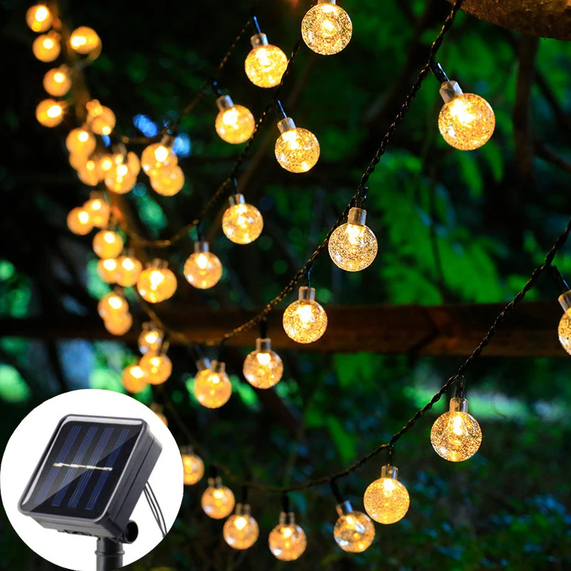 

Fairy Christmas Wedding Garland Solar Crystal Globe LED String Lights 2025 Outdoor 8 Lighting Modes for Garden Party Decoration