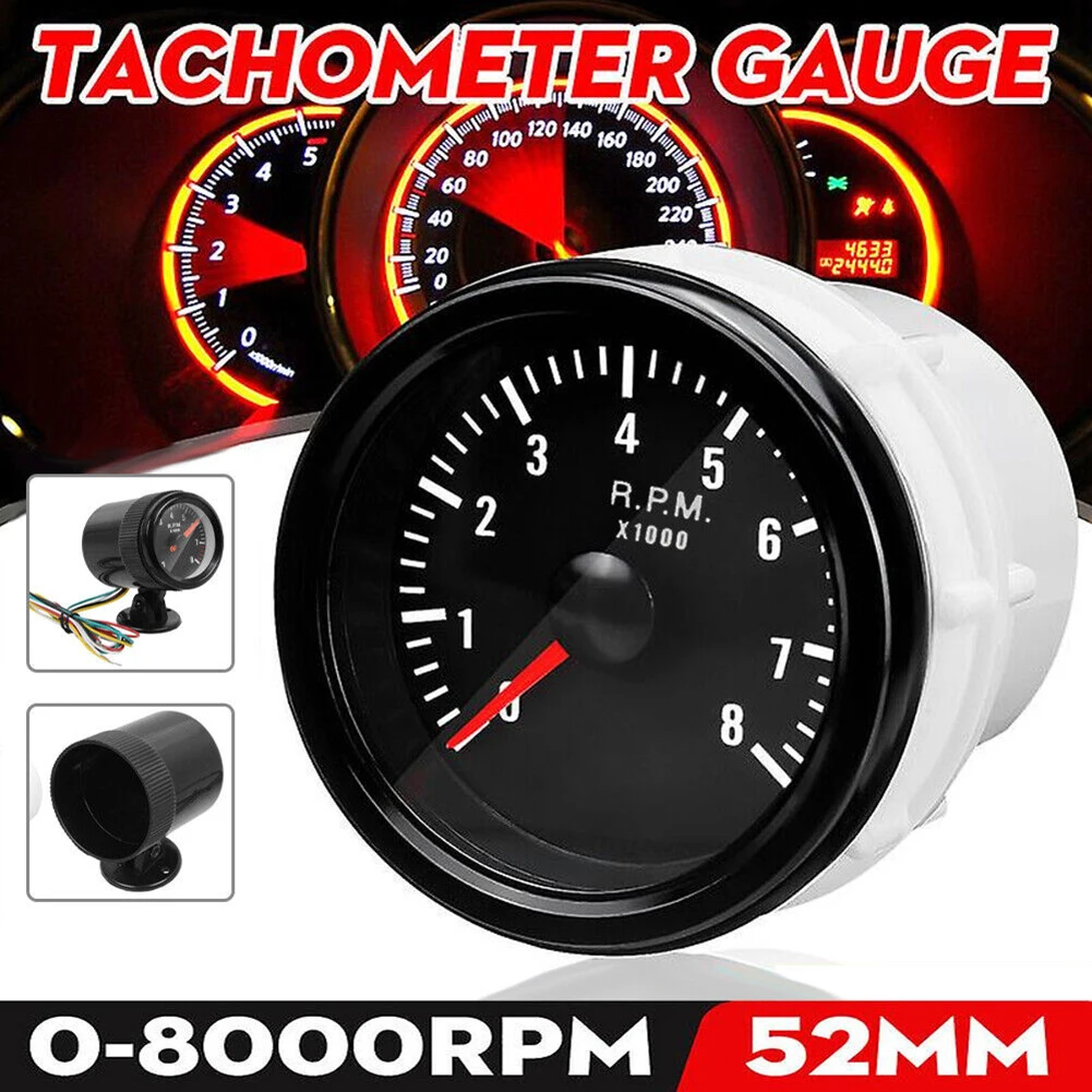 

2" 52mm Car Tachometer Gauge Meter With LED Shift Light 0-8000 RPM 12V RPM Gauge For Most Of Cars Or Motor Car Accessories