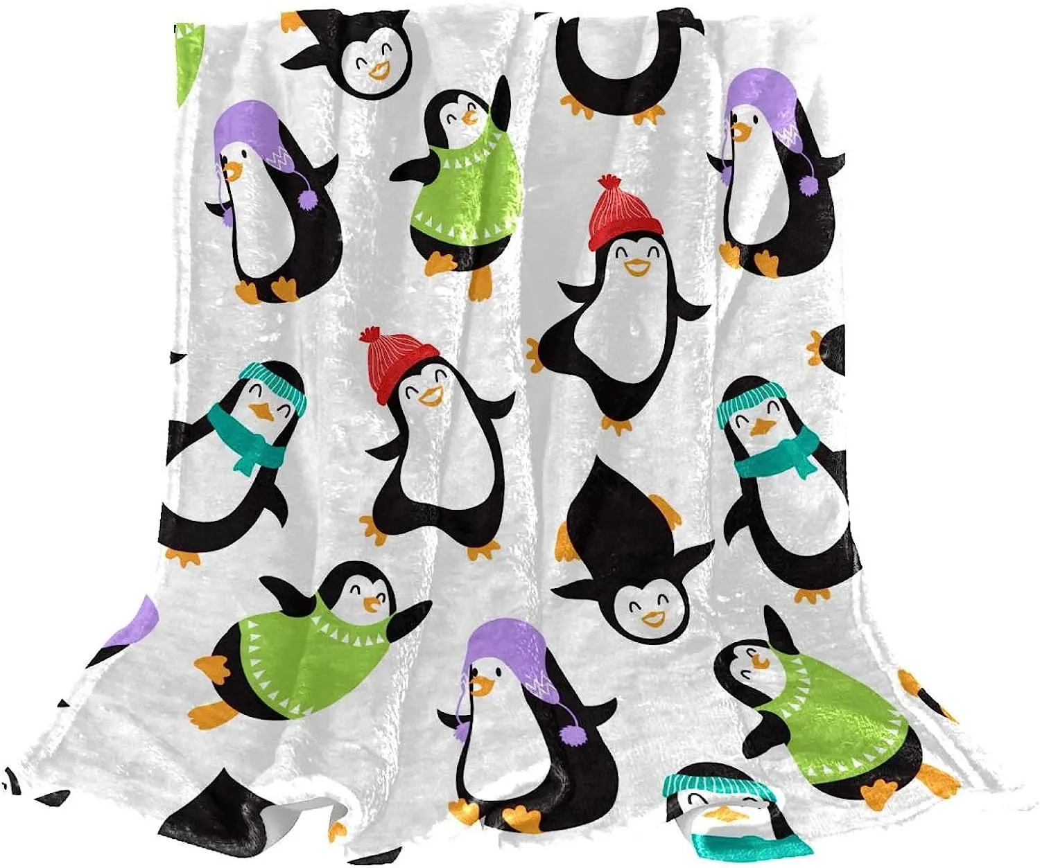 

Plush Blanket Throw Blanket Warm Cozy Soft Microfiber Blankets, Cartoon Animal Penguin Christmas