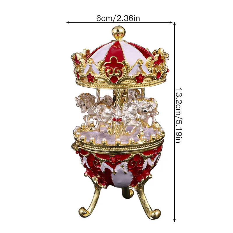 Эмалированная милая карусель, веселое яйцо, шкатулка для драгоценностей, украшение для дома, элегантный органайзер для хранения ценных аксессуаров