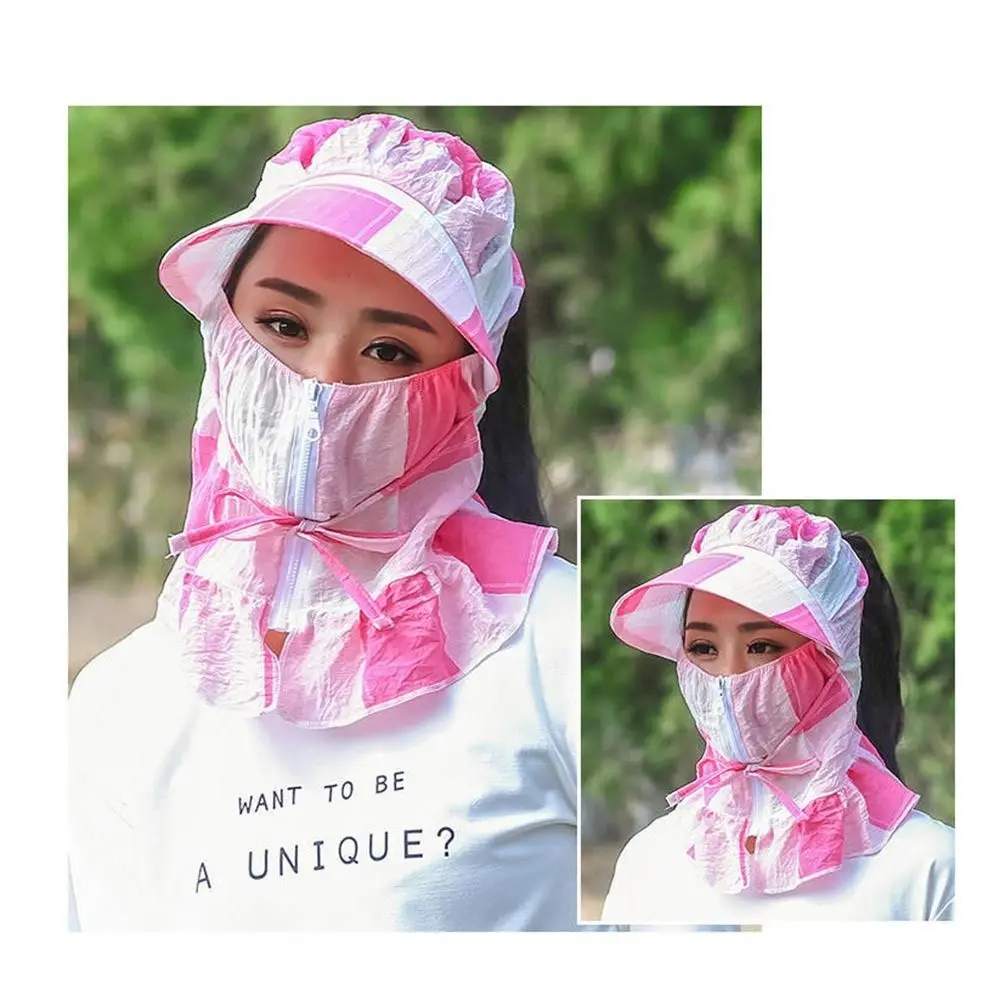 قبعة شمس كاجوال بحافة واسعة مضادة للأشعة فوق البنفسجية قابلة للتنفس مع قناع لحماية الرقبة، قبعة واقية من الشمس في الهواء الطلق