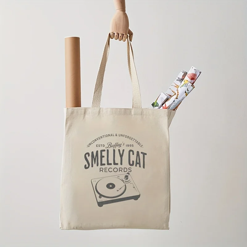 Smelly Cat Friends Pattern Tote Bag, płócienna torba na ramię do codziennych dojazdów do pracy Modna damska składana torba na zakupy