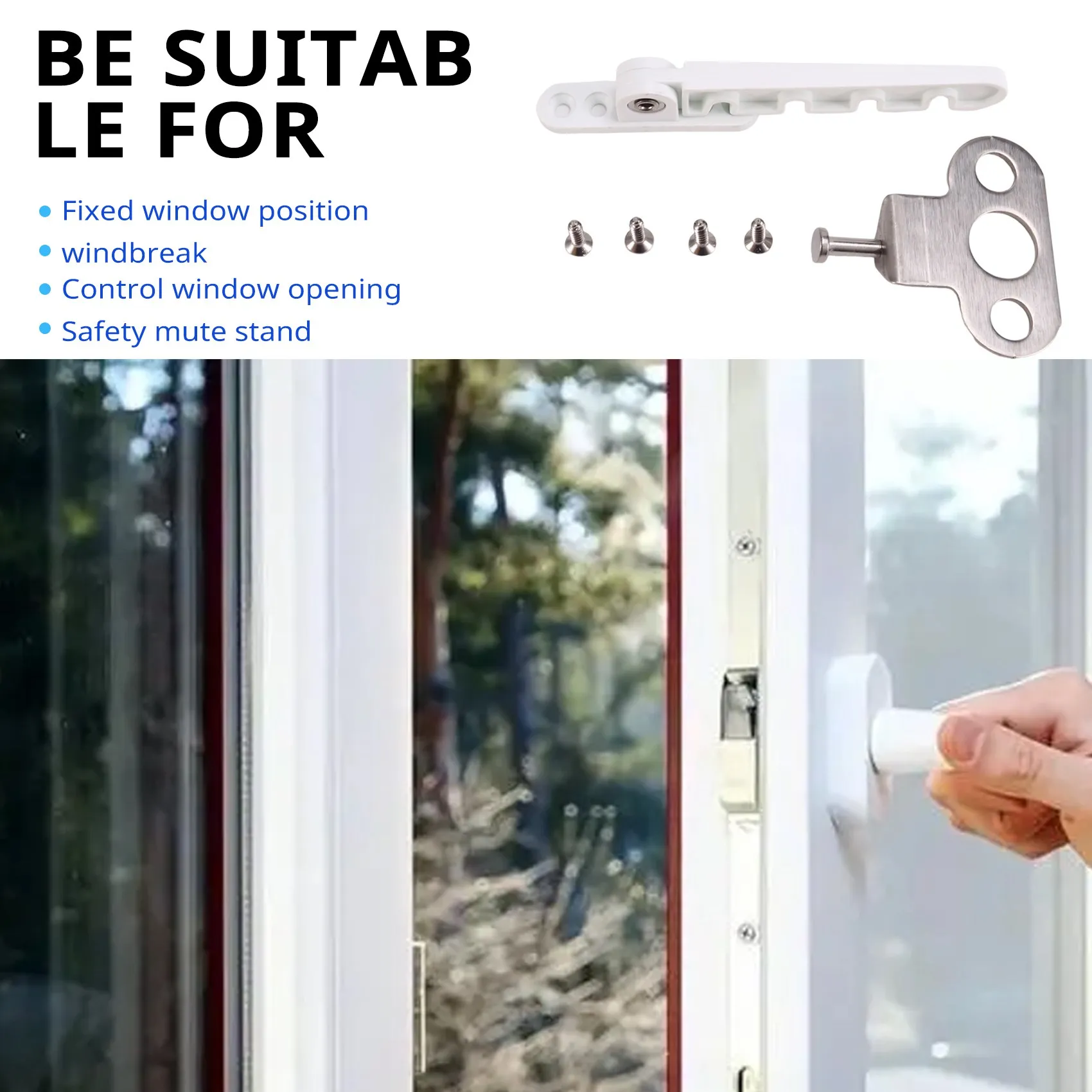 

A84E-5PCS Ограничитель вентиляции окна, фиксатор, ветровой упор, кронштейн для внутренних открывающихся дверей и окон, ограничитель открывания, ветровой крюк, белый