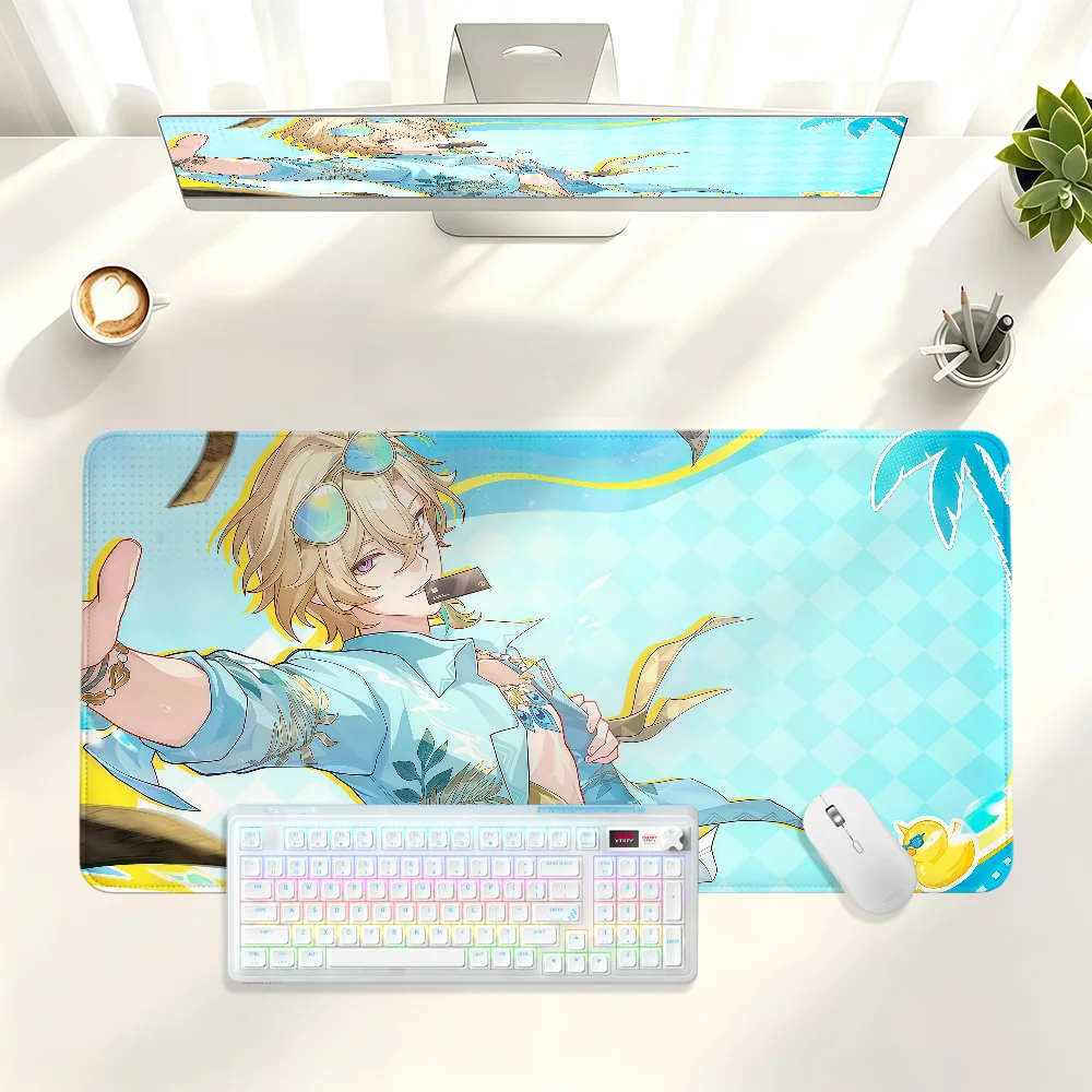 Aventurine Honkai Star Rail Kakavasha MousePad Large Non-slip Lockedge Desktop Computer Desk Mat Keyboard Office Gamer Student