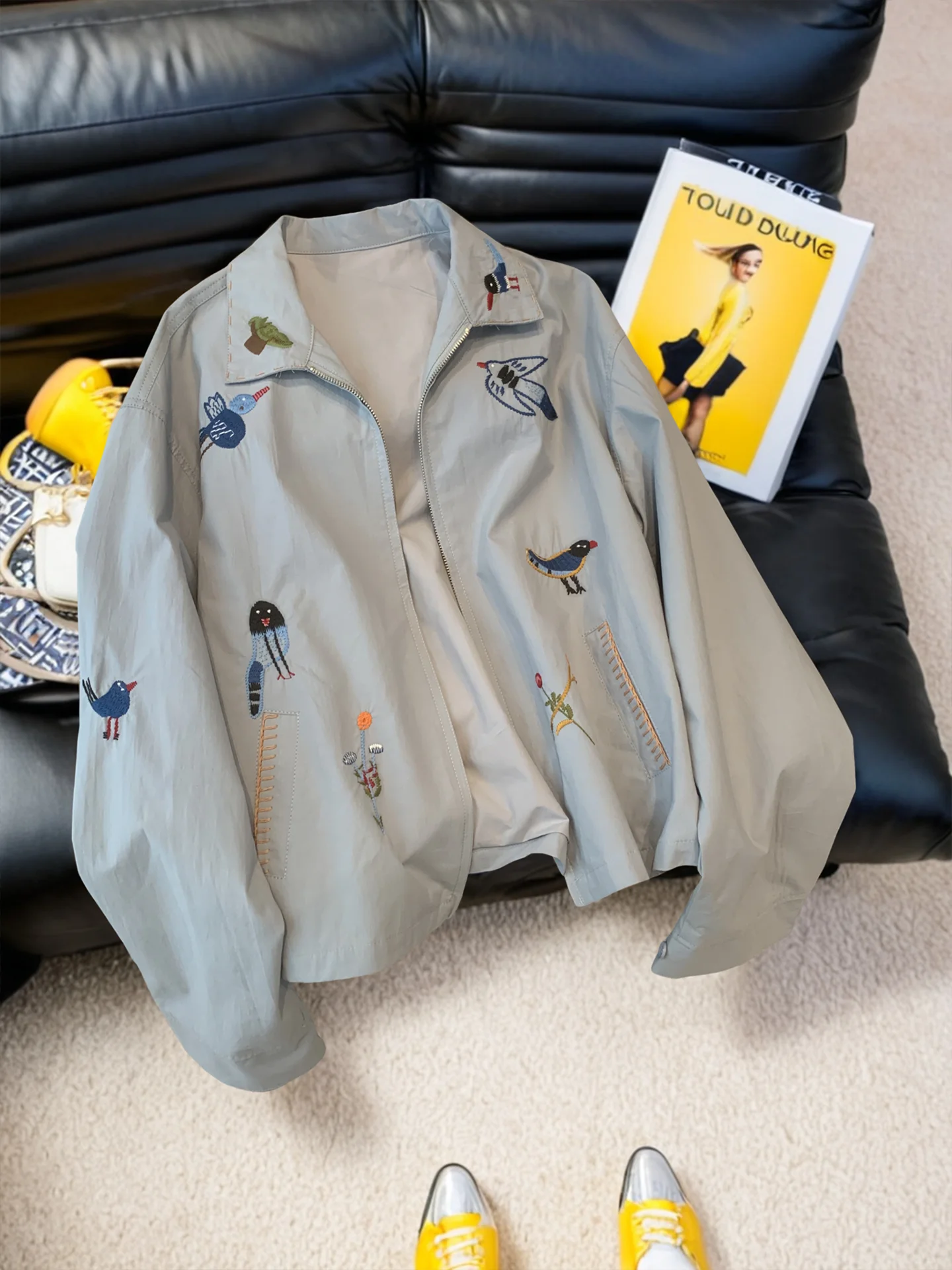 

Корейский Sle Fre Blue Flird с лацканами и лацканами, свободный крой для мужчин и женщин, весна-осень, модная трендовая универсальная верхняя одежда