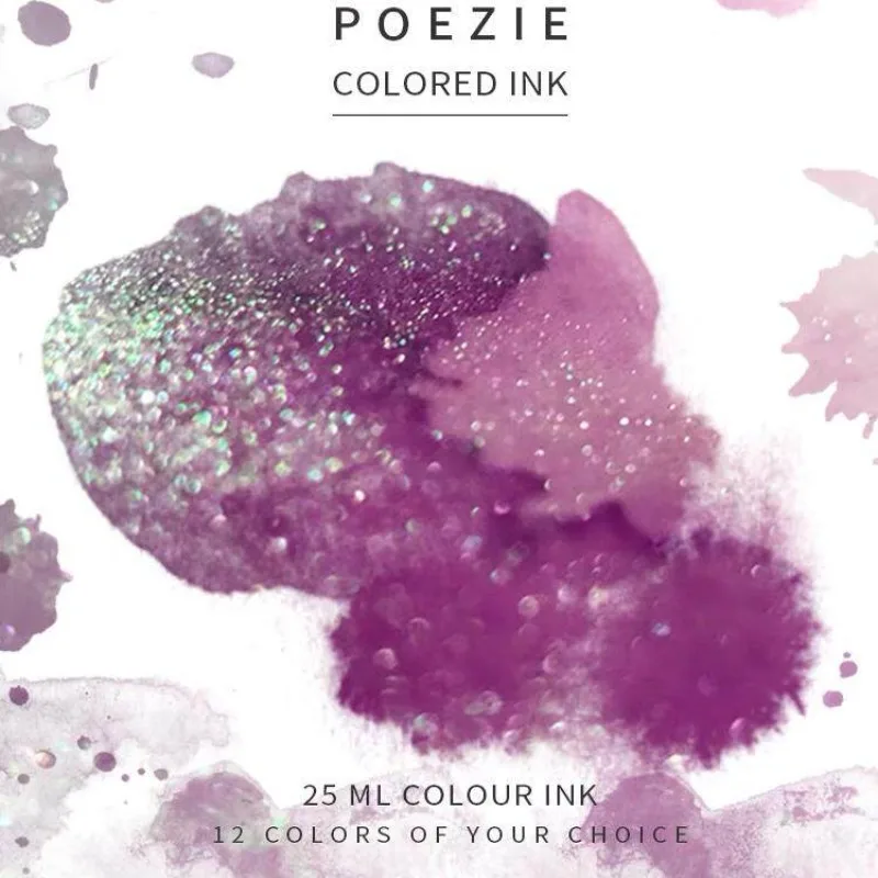 POEZIE 24 Colors Sheen Fountain Pen Ink 25ml With Gold Powder Non-Carbon For Glass Dip Pen School Art Supplies Stationery