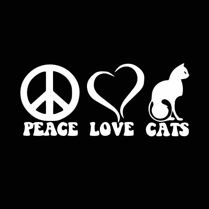 Car Sticker Peace Cat Love Cat Cat Mom Cat Dad Cat Lover Car Decoration Creative Sunscreen Waterproof Black/White, 17cm * 7cm