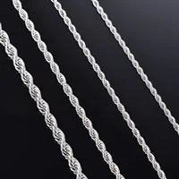 1 piece 925 sterling silver Width 2mm/3mm/4mm Rope Chain Necklace/Bracelet For Men Women Man Fashion Chain Necklace 3