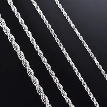 1 kus 925 sterling silver šířka 2mm/3mm/4mm lanový řetízek náhrdelník/náramek pro muže ženy mužský módní řetízek náhrdelník 8 nejlepší prodej Nepálský stříbrný mužský řetízek - №6