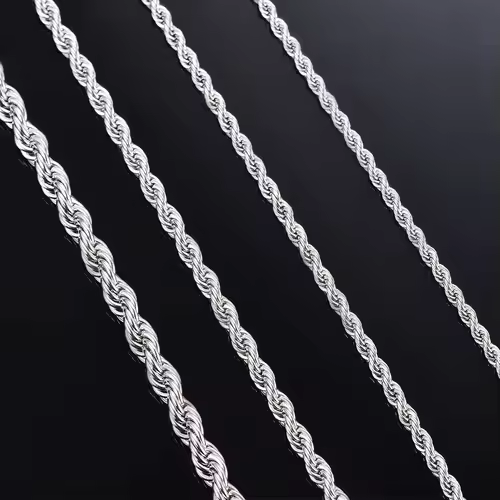 1 piece 925 sterling silver Width 2mm/3mm/4mm Rope Chain Necklace/Bracelet For Men Women Man Fashion Chain Necklace - Image 3
