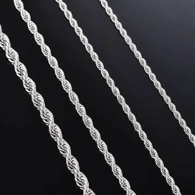 1 piece 925 sterling silver Width 2mm/3mm/4mm Rope Chain Necklace/Bracelet For Men Women Man Fashion Chain Necklace 3
