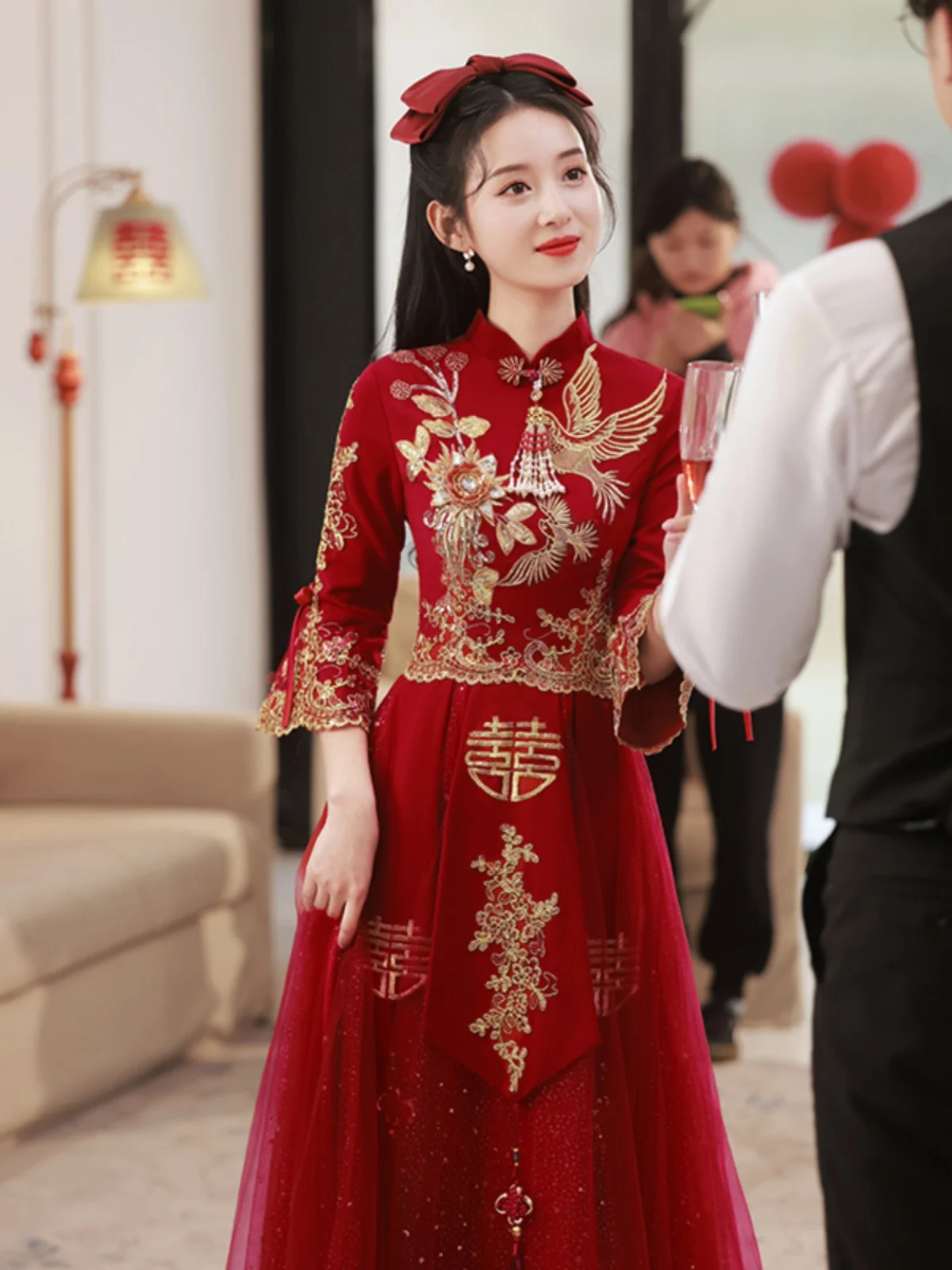 

Red Wedding Qipao Chinese Sle New Bride Dr Fem Version Improved Version Return Home Ceremony Evening Gown