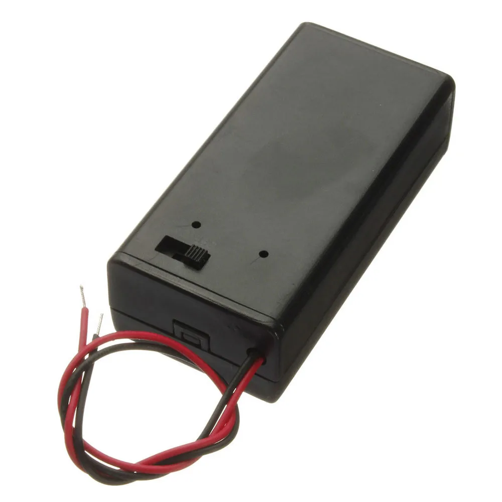 9V Volt Battery Holder Pack Box Black Plastic Storage Case Wire Lead w/ ON-OFF Power Switch Toggle New High Quality Wholesale