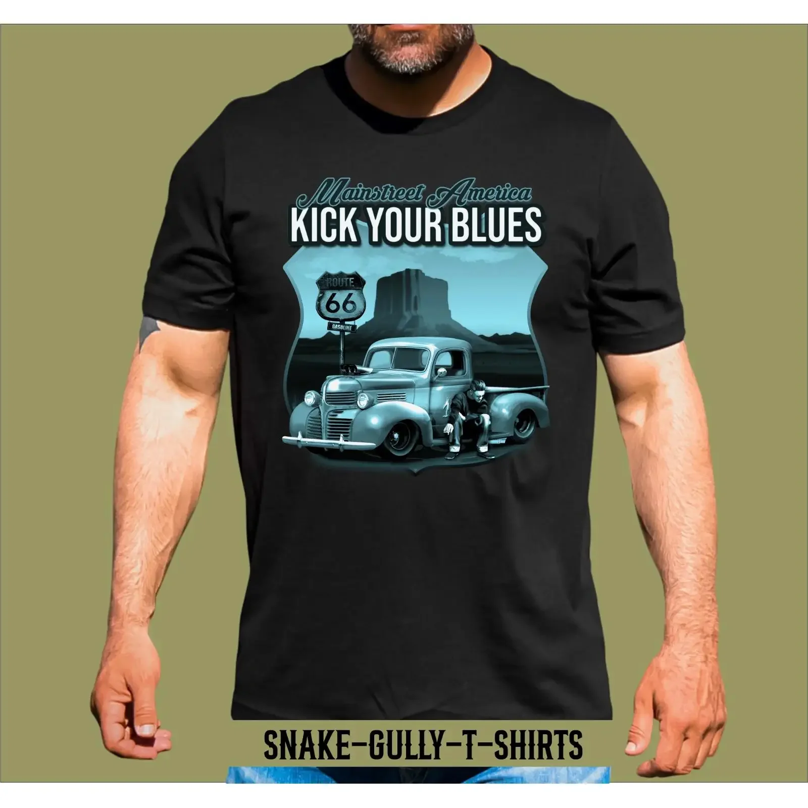 ROUTE 66 PICKUP TRUCK T SHIRT vintage Washed Top For Everyday Wear Versatile Soft graphic Breathable Comfortable Stretched