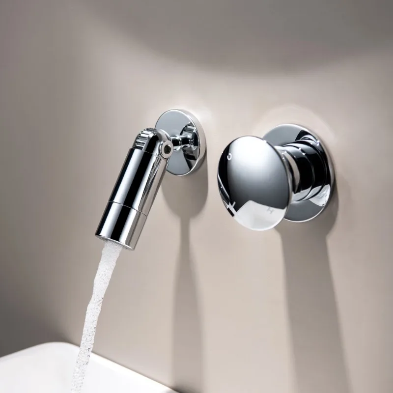 

All copper into the wall type, faucet concealed pre-embedded basin faucet, rotatable nozzle hot and cold faucet