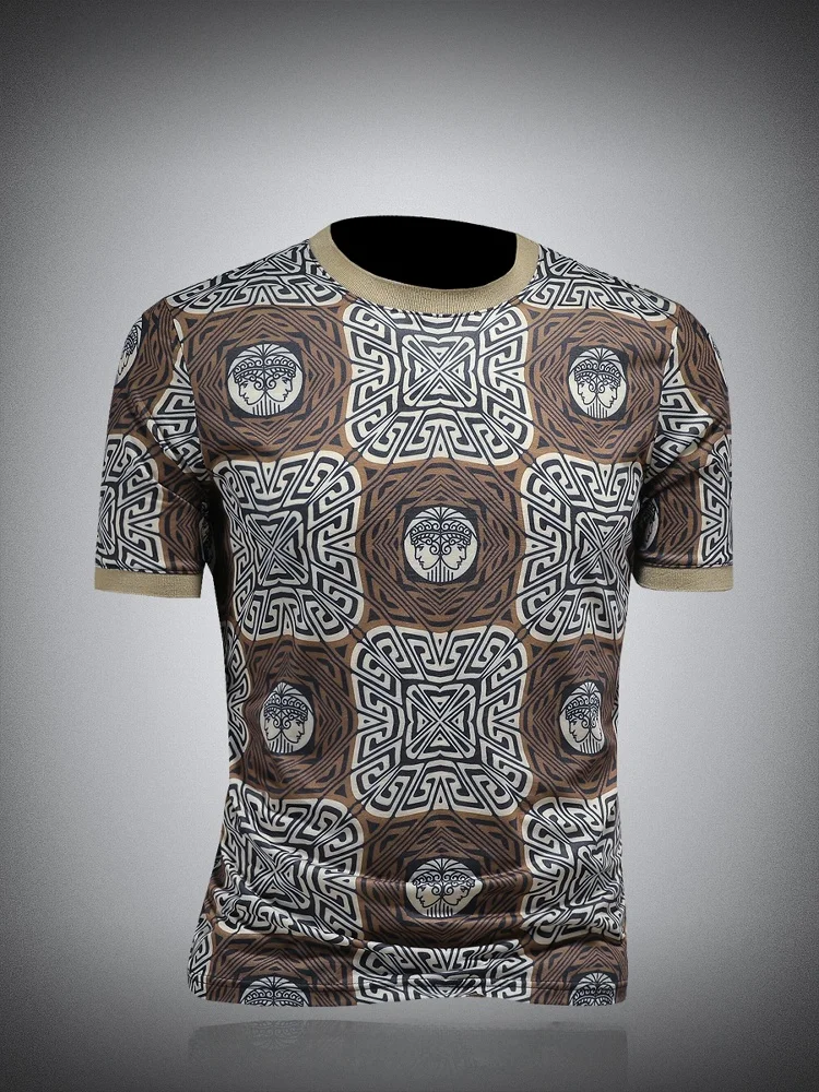 

Модная мужская футболка с коротким рукавом, дышащая, с принтом, повседневная, летняя, стильная, индивидуальная, из хлопка.