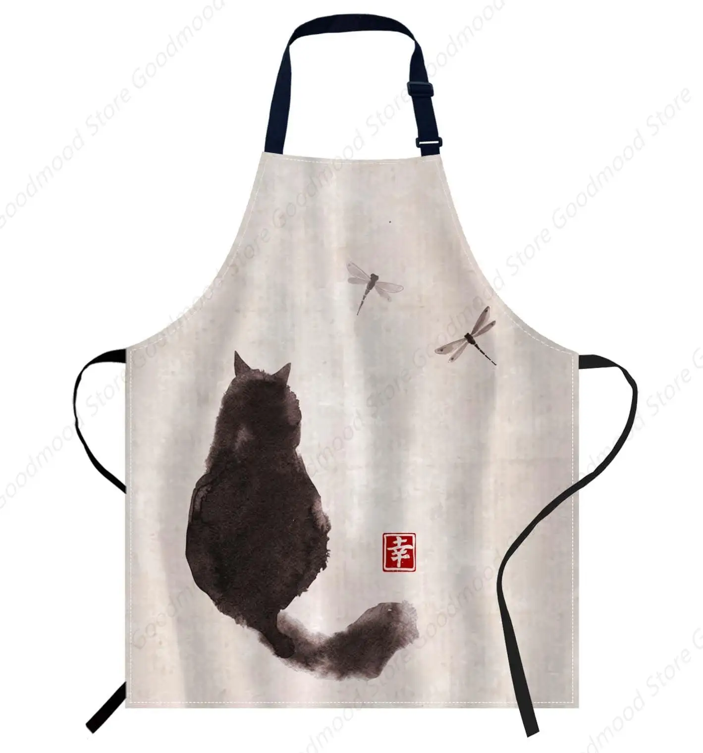 

Винтажный фартук с котом и стрекозой, регулируемые фартуки шеф-повара, фартук для приготовления пищи, унисекс, женские и мужские фартуки, идеально подходящие для домашней кухни