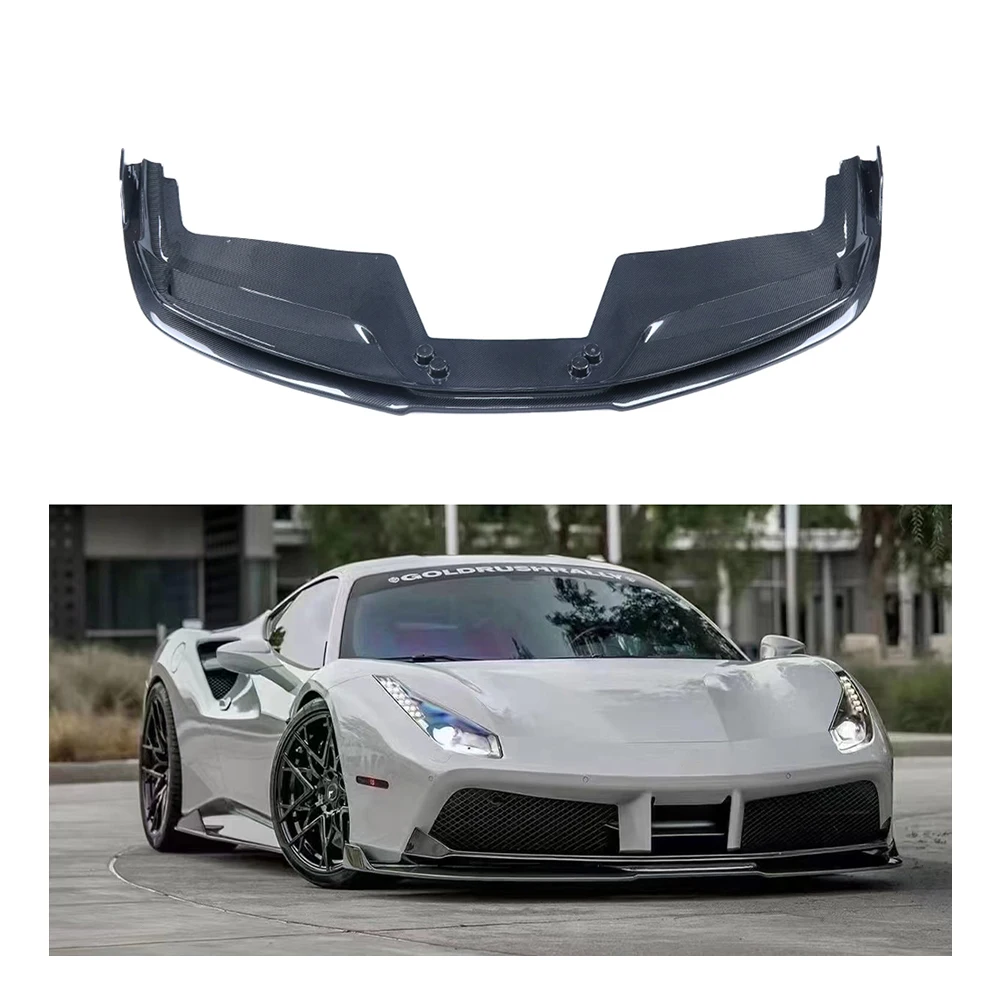 Wet Carbon Fiber Front Bumper Lip Diffuser Spoiler Vorstein Style for Ferrari 488 GTB