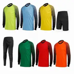 Herren Kinder Fußball Torhüter Uniform Schutzs chwamm Langarm Training Fußball Torhüter Fußball Trikot Top und Hose