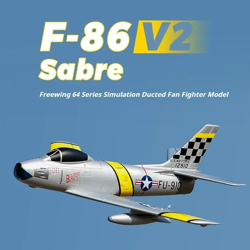 In Stock Freewing 64mm F-86 V2 Saber 3CH Jet Fighter 145KPH Entry Level Ducted Aircraft Model Aircraft 4S Power Belt Gyroscope