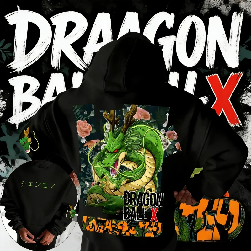 2026 Herbst Winter Dragon Ball Retro Hoodie Herren Reine Baumwolle Shenron Druck Übergroßer Warmer Pullover Unisex Kinder Verfügbar Y2k