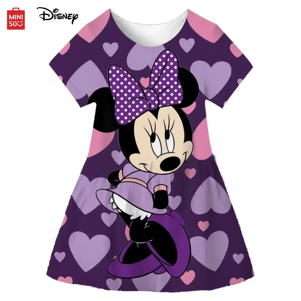 Disney Princess Minnie Dress Summer Children Clothes Dress Mini Dress Baby Girl Short Mickey Mouse Dress 1 2 3 4 5 6 7 8 9Years