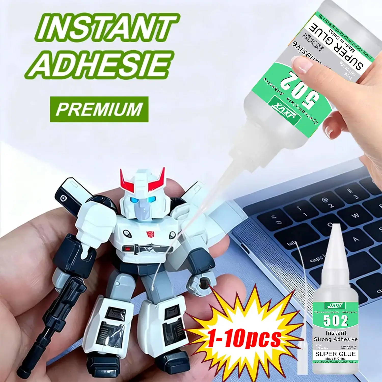 10 قطعة 502 غراء فائق فوري سريع الترابط Cyanoacrylate لاصق جلد مطاط خشب معدني مثالي للفجوة الصغيرة غراء سائل رقيق