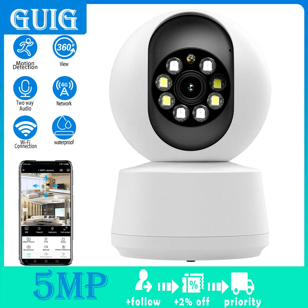 

5MP Baby Monitor Camera Two-Way Audio Automatic Night Vision Security Camera Nanny 360 Degree No Dead Angle Monitoring