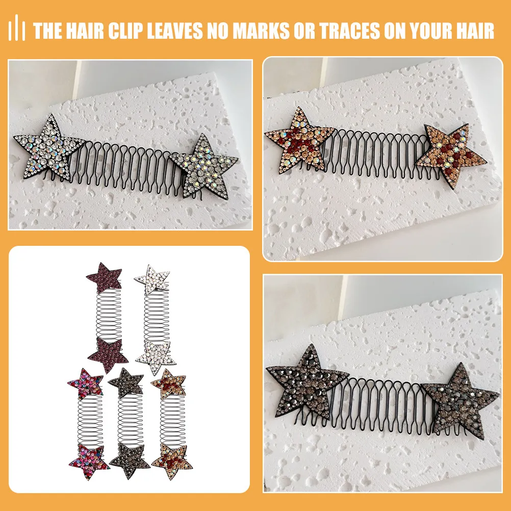 5Pcs Star Hair Pins Invisible Hairpins Hair Side Combs for Women Teens Secure Hold No Marks Comfortable Accessories