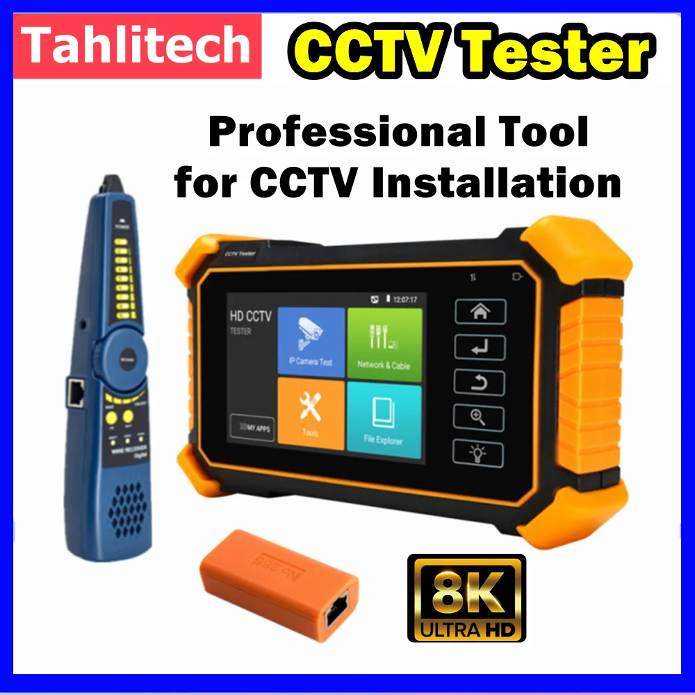 Probador IPC CCTV de 4 "8K, probador de cámara IP H.265, prueba de cámara analógica de 8MP AHD CVI TVI, probador de Cable RJ45 UTP, salida de potencia PTZ ONVIF PoE