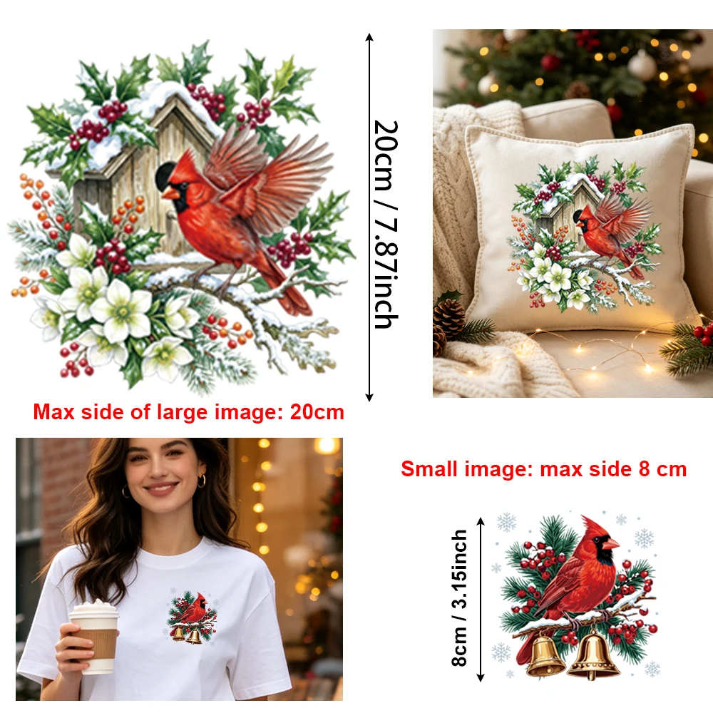 6Pcs Winter Tale Iron-on Vinyl, Snow Globe Pine Sled Bell Cabin Night, One-Press DIY Festive Mood, Wash Durable