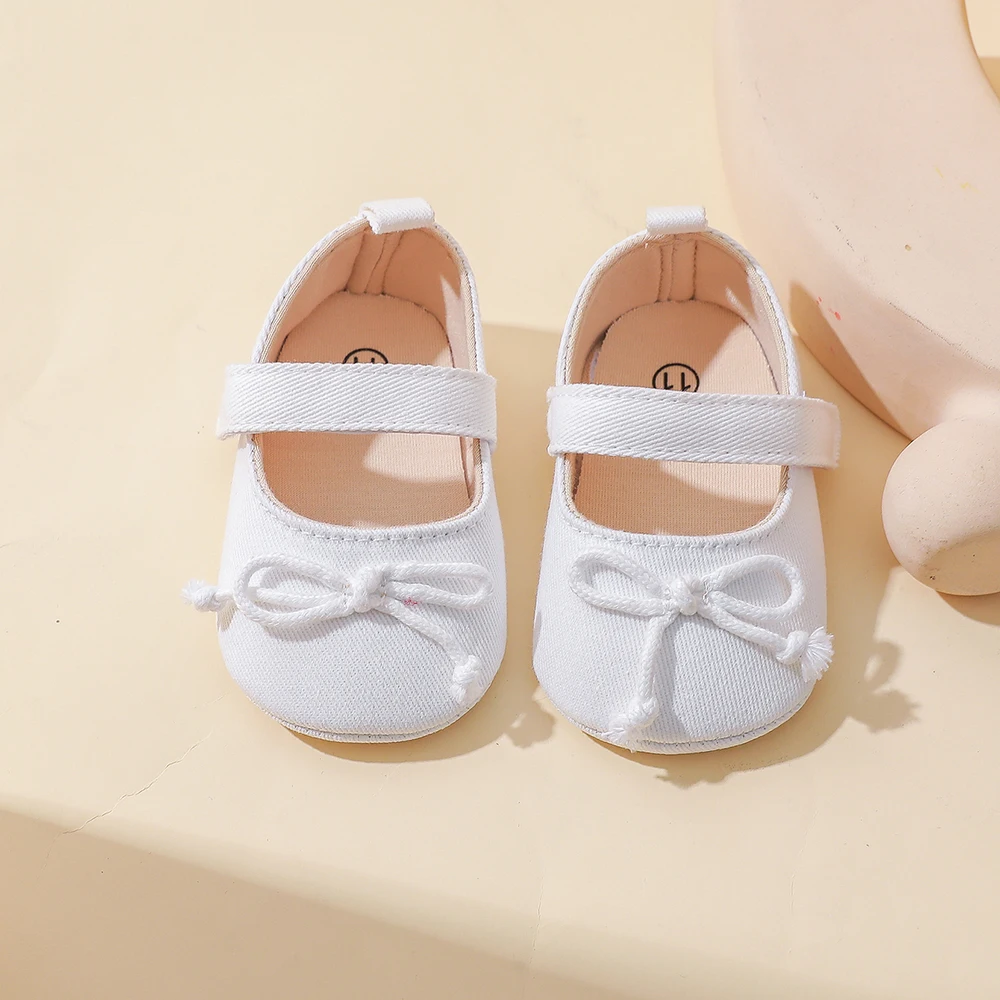 Baby Girls Mary Jane Shoes Soft Sole Non Slip Infant Prewalker Shoes Cute Bow Decor Newborn Dress Shoes for 0-18 Months