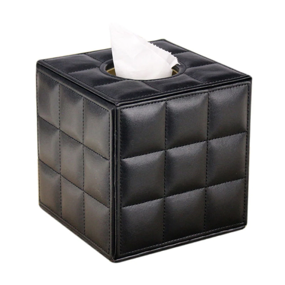 Creative Desktop Roll Paper Box, PU Leather Tissue Case, Cube Napkin Holder, Kitchen Pumping Tray, European Fashion Storage Box