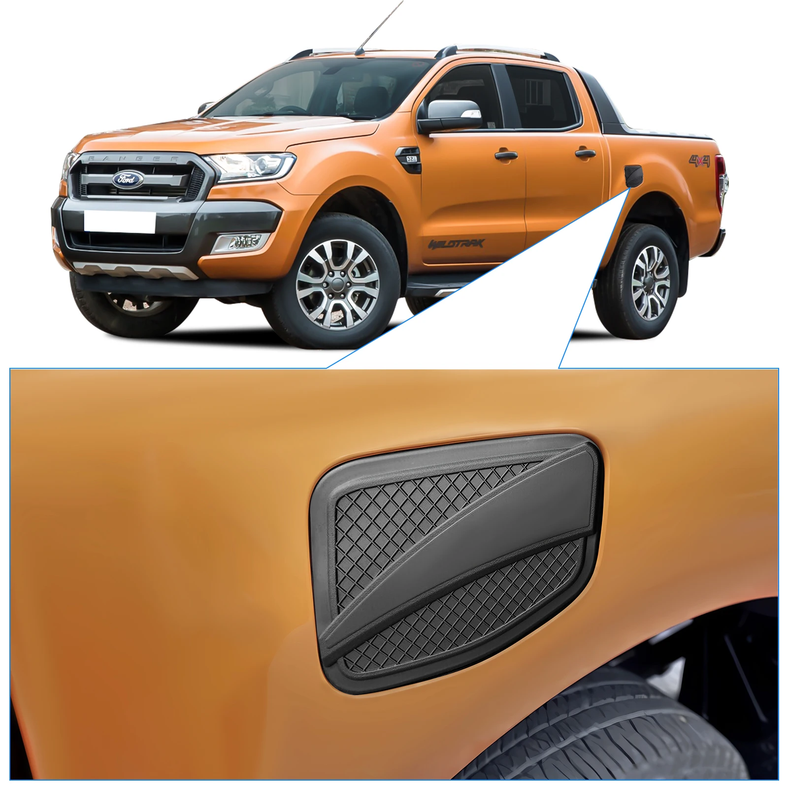 Exterior Fuel Tank Cover ABS Plastic Gas Cover 4X4 Car Accessories for Ford Ranger T6 T7 T8 2012-2022 Matte Black