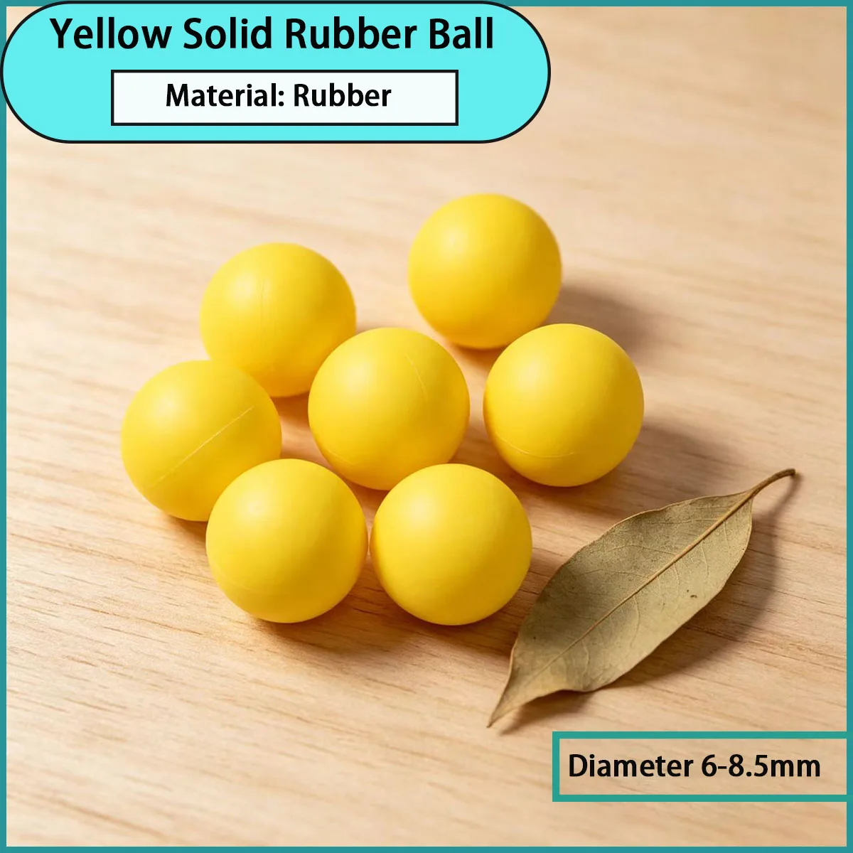 Yellow solid rubber ball with a diameter of 6-8.5mm is used for industrial buffering, sealing, anti-collision, limiting, etc