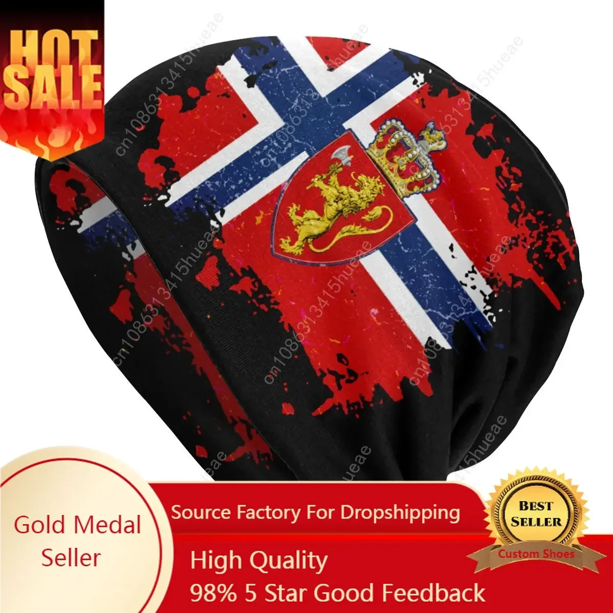 

Coat Of Arms Of Norway Streetwear Winter Warm Knitted Hats Unisex Adult Skullies Beanies Caps Norwegian Flag Proud Bonnet Hats