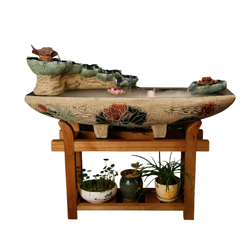 Opening gift rockery, flowing water, fountain decoration, floor to floor water feature, wealth attraction, living room,
