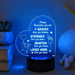 1pc Heart Shaped Text  3D Night Light, 3D Optical Illusion Lamp With Touch, 7-Color Changing Ambient Light For Bedroom