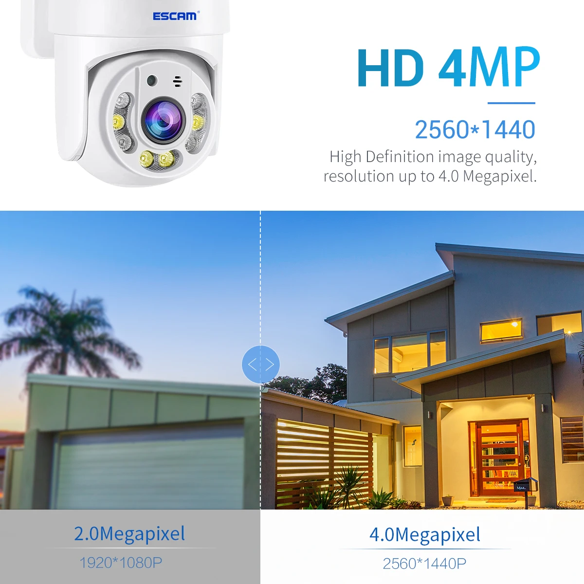 ESCAM TY114 4MP 1440P Tuya APP Full Color WIFI PTZ  IP Dome Camera AI Humanoid Home Security CCTV Intercom Baby Monitor