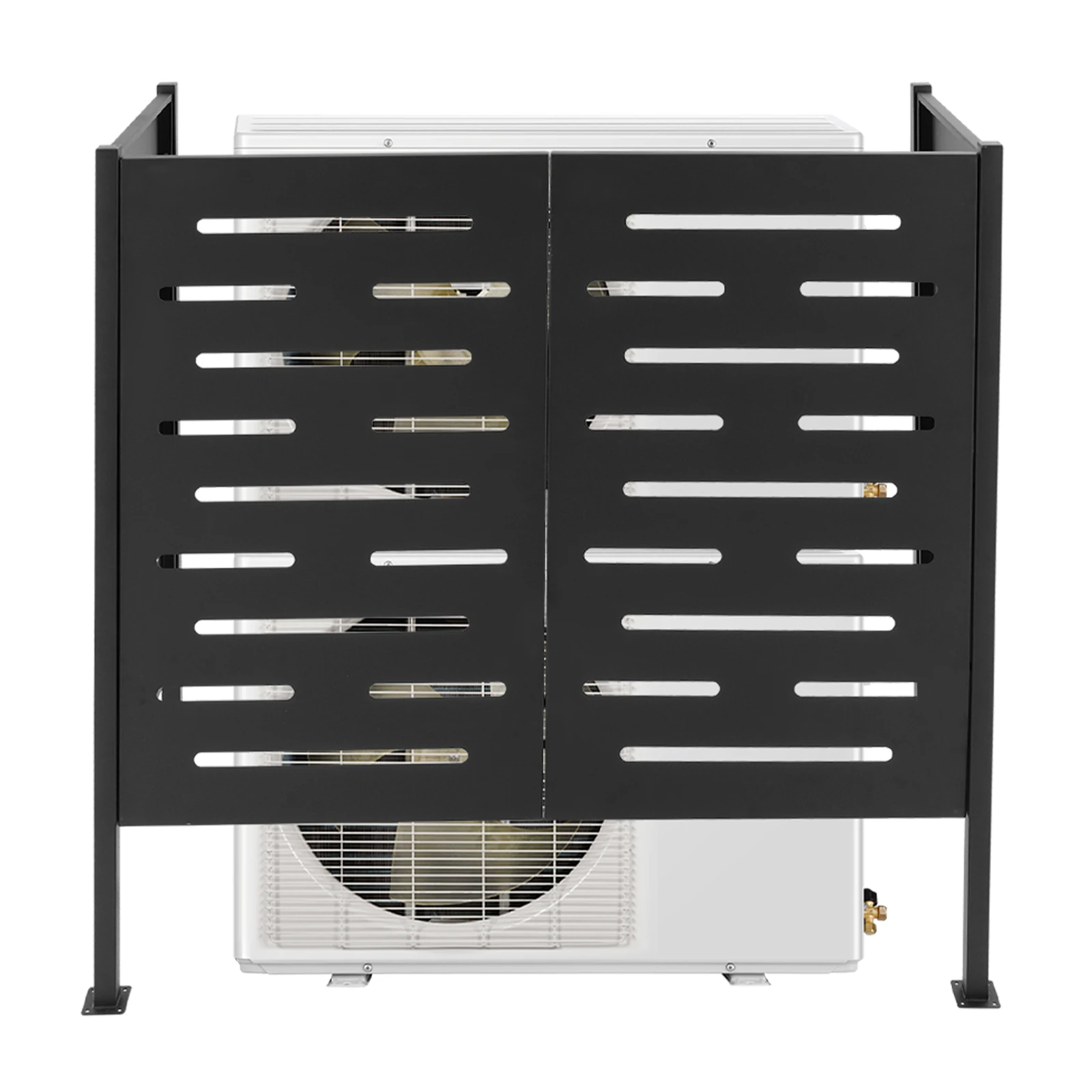 

3 Sided Air Conditioner Fence, Iron Outdoor Equipment Enclosure, Outside Privacy Fence Panel 48.03*22.05*48.03in Black
